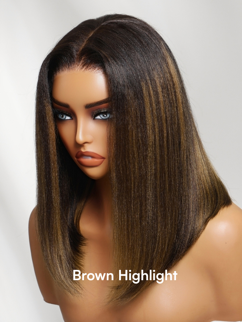 Beautyforever Ombre Chestnut Brown Color Yaki Straight Bob Wig 7x5