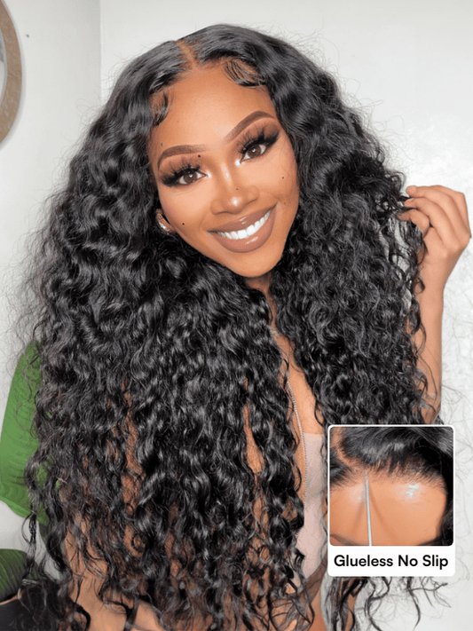 Beautyforever Water Wave Put on and Go Glueless Lace Human Hair Wigs 7x5 Bye Bye Knots Beginner Friendly Wig with Drawstring