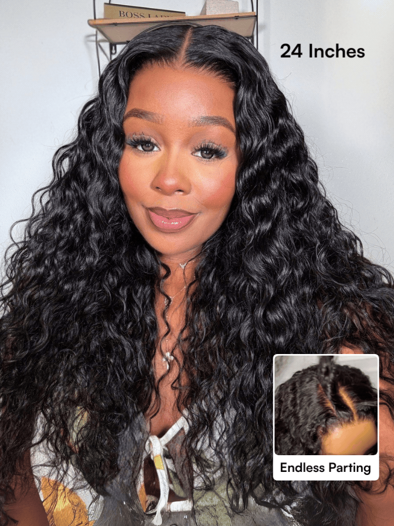 Beautyforever Water Wave Put on and Go Glueless Lace Human Hair Wigs 7x5 Bye Bye Knots Beginner Friendly Wig with Drawstring