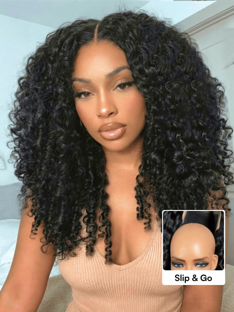 Beautyforever Burmese Curly With Finger Coils Ends Thick Curls  Wig 7x5 Bye Bye Knots Lace Closure Human Hair Wig