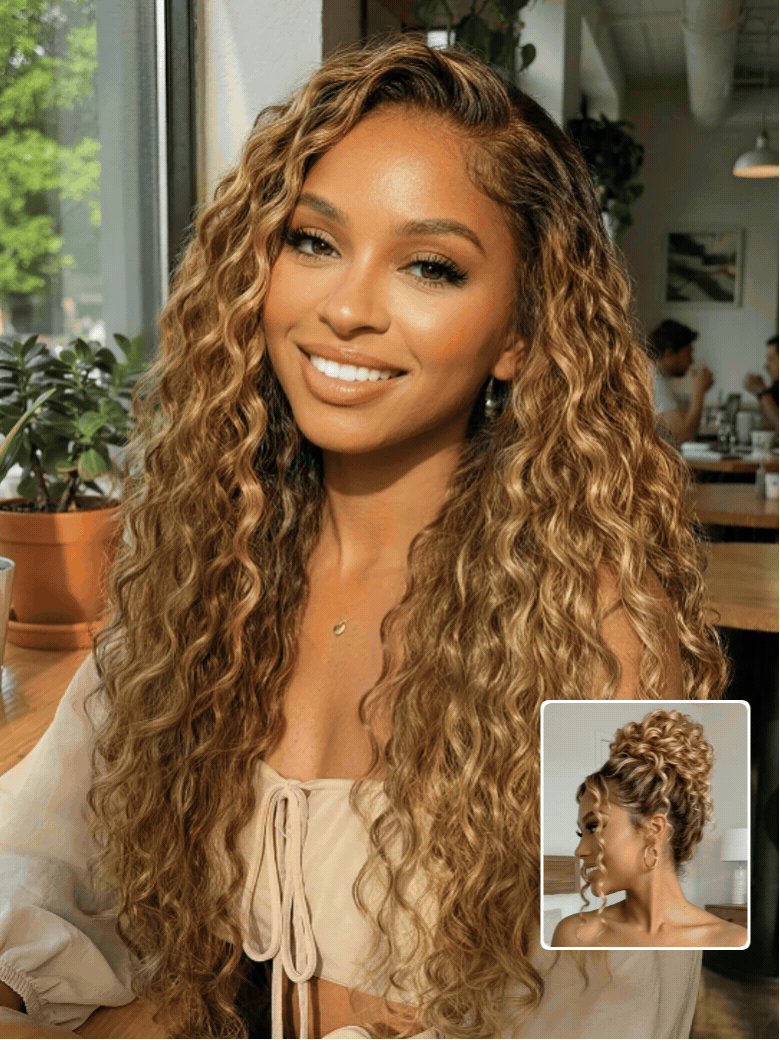 Beautyforever Sun-Kissed Honey Blonde Highlights Water Wave Wig 13x4 Pre-Everything Lace Frontal Wet & Wavy Human Hair Wig