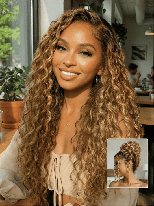 Beautyforever Sun-Kissed Honey Blonde Highlights Water Wave Wig 13x4 Pre-Everything Lace Frontal Wet & Wavy Human Hair Wig