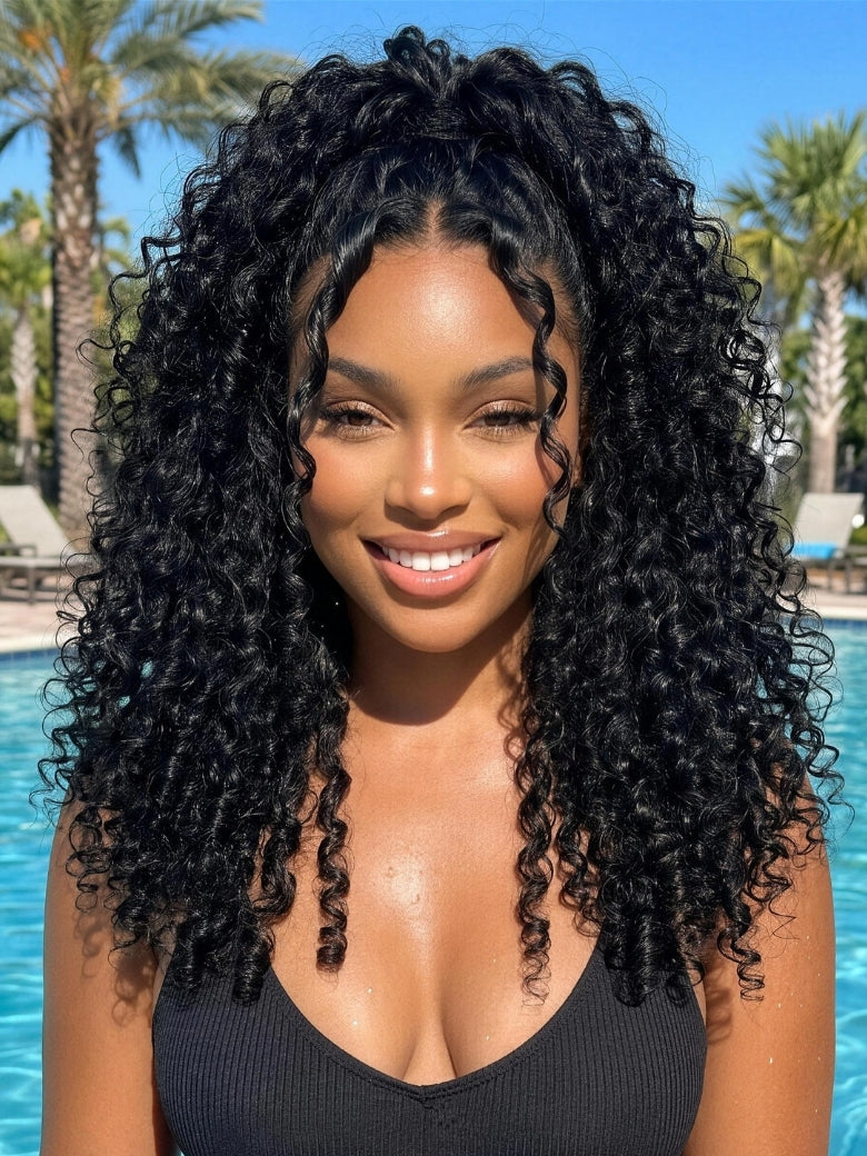 Beautyforever Burmese Curly With Finger Coils Ends Thick Curls  Wig 7x5 Bye Bye Knots Lace Closure Human Hair Wig