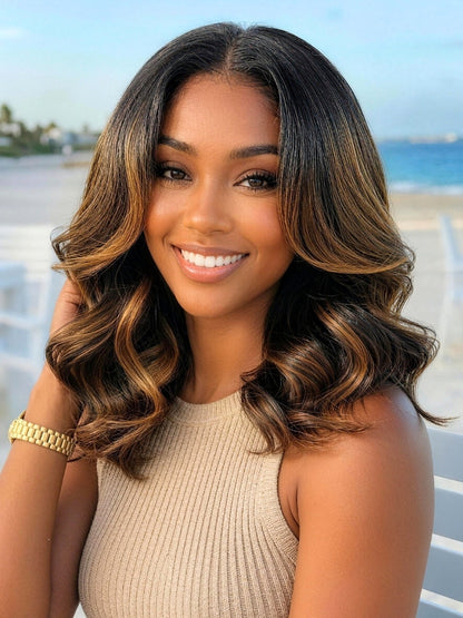 Beautyforever 7x5 Bye Bye Knots Glueless Lace Closure Wig Balayage Highlight Body Wave Bob Human Hair Wig
