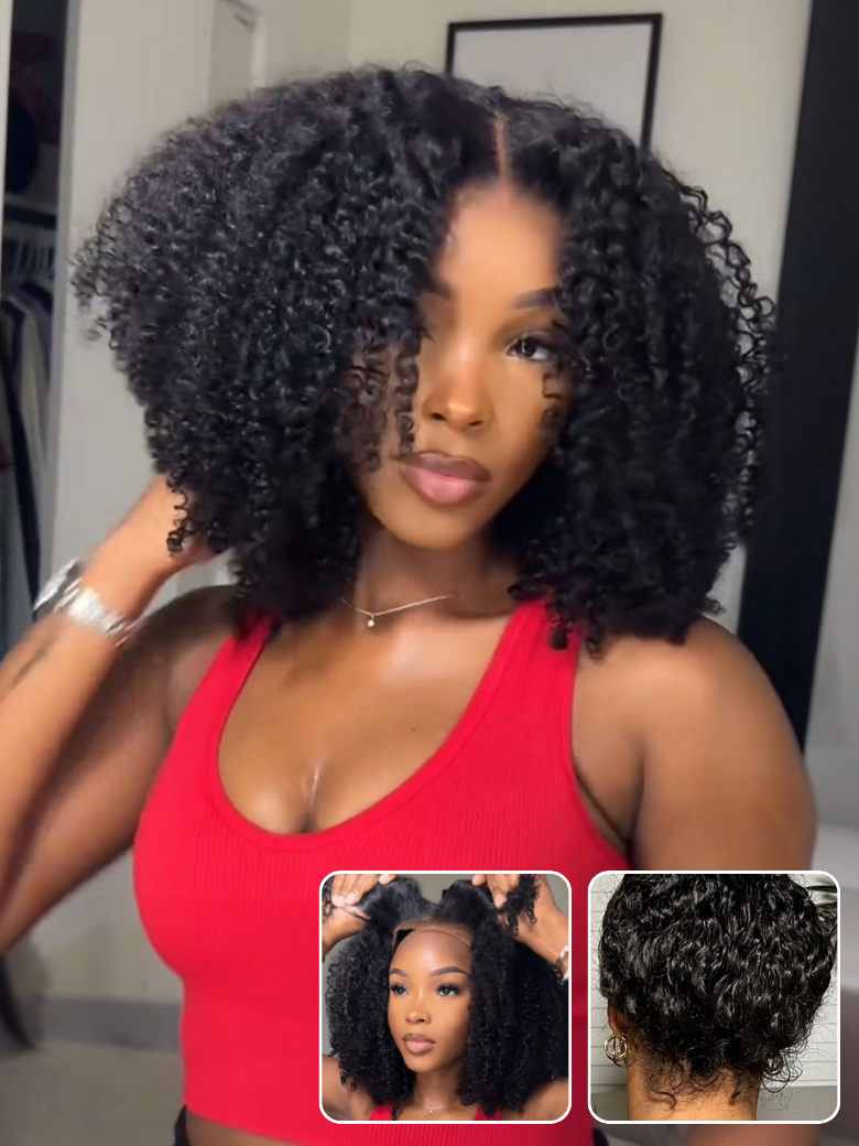 Beautyforever Bye Bye Knots Wig 7x5 Glueless Lace Kinky Curly Put on and Go Human Hair Wigs with Invisible Knots and Drawstring