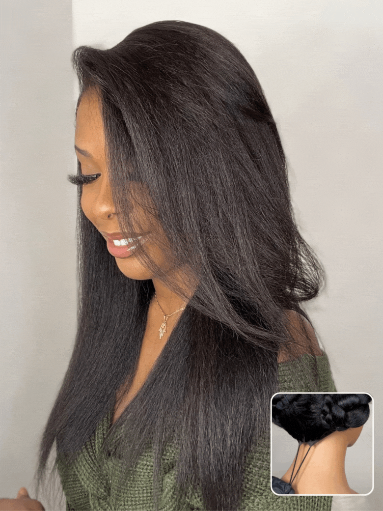 Beautyforever EasiContour V Part Yaki Straight Wig Real Scalp Put