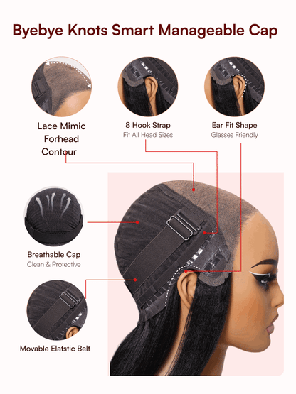 Beautyforever 7x5 Bye Bye Knots Reddish Brown Auburn Afro Kinky Curly Wigs Put on and Go Glueless Lace Human Hair Wig