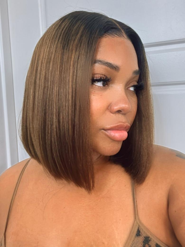 Beautyforever Black to Chestnut Brown Color Yaki Straight Bob Wig