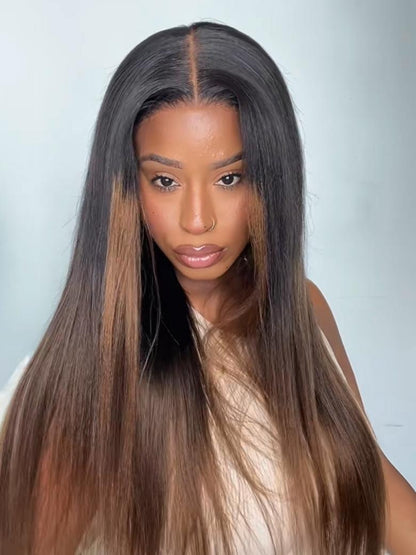 Beautyforever Chestnut Brown Ombre Yaki Straight Wig 7x5 Bye Bye
