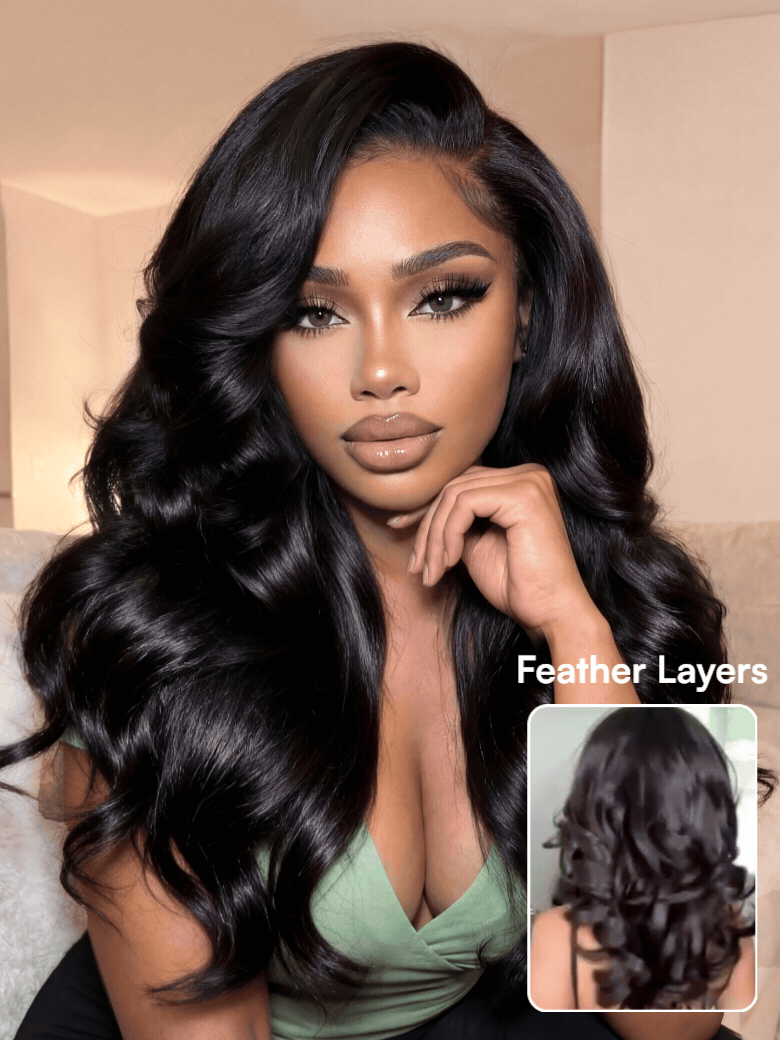 Beautyforever 7x5 Glueless Lace No Slip? Wig Feathered Layer Left