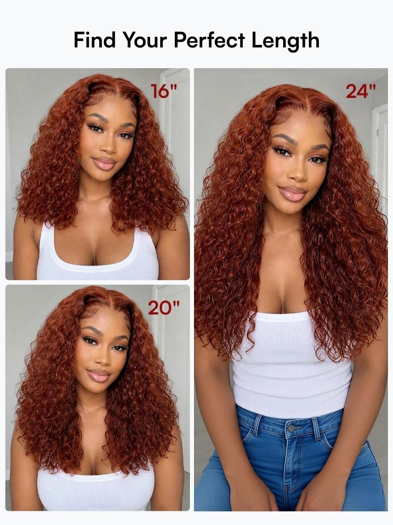 Beautyforever @KIE Reddish Brown Auburn Water Wave Wig 7x5 Bye Bye Knots Glueless Lace Closure Human Hair Wig