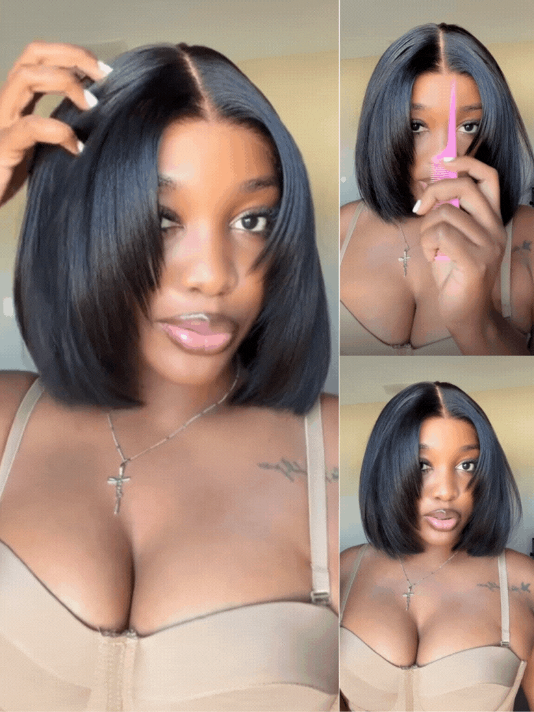 Beautyforever 7x5 No Slip Gluleless Lace Wig Yaki Straight Short