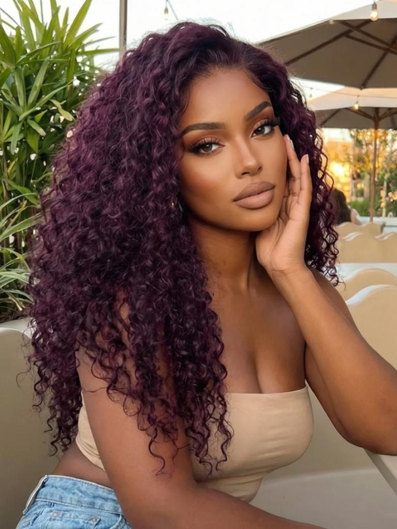 Beautyforever 13x4 Pre-Everything Lace Frontal Black Cherry Water Wave Wig