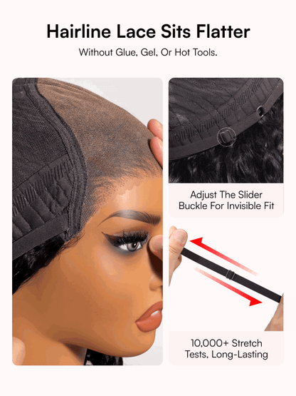 Beautyforever Golden Brown Highlight Water Wave 7x5 Bye Bye Knots Lace Closure Glueless Human Hair Wig with Drawstring
