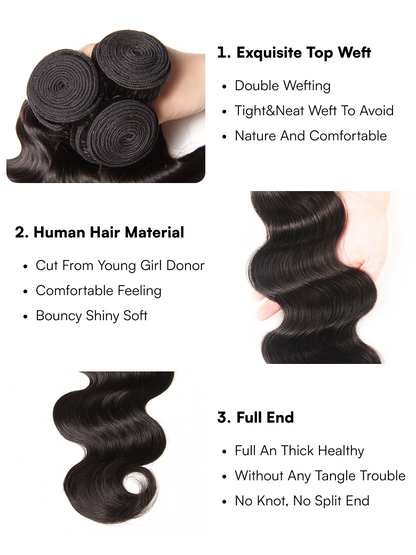 Beautyforever Brazilian Body Wave 3 Bundles Unprocessed Virgin Hair Weave Human Hair Bundles