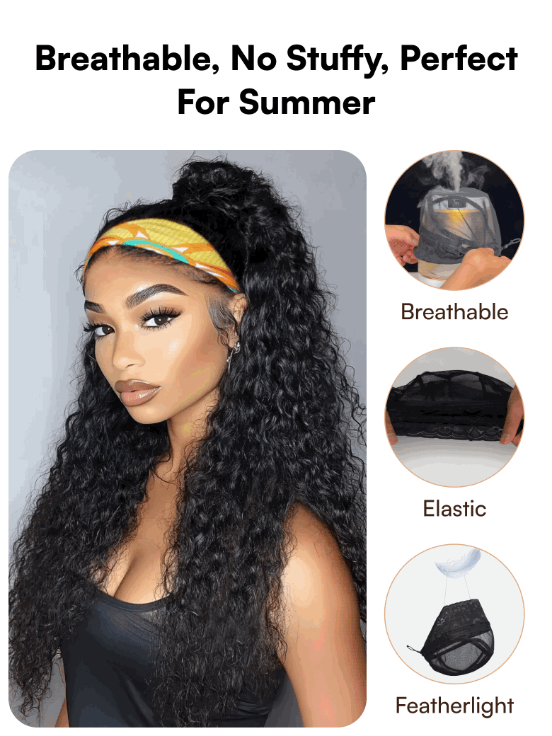 Beautyforever HookFit Water Wave Headband Wig Glueless Human Hair Wigs