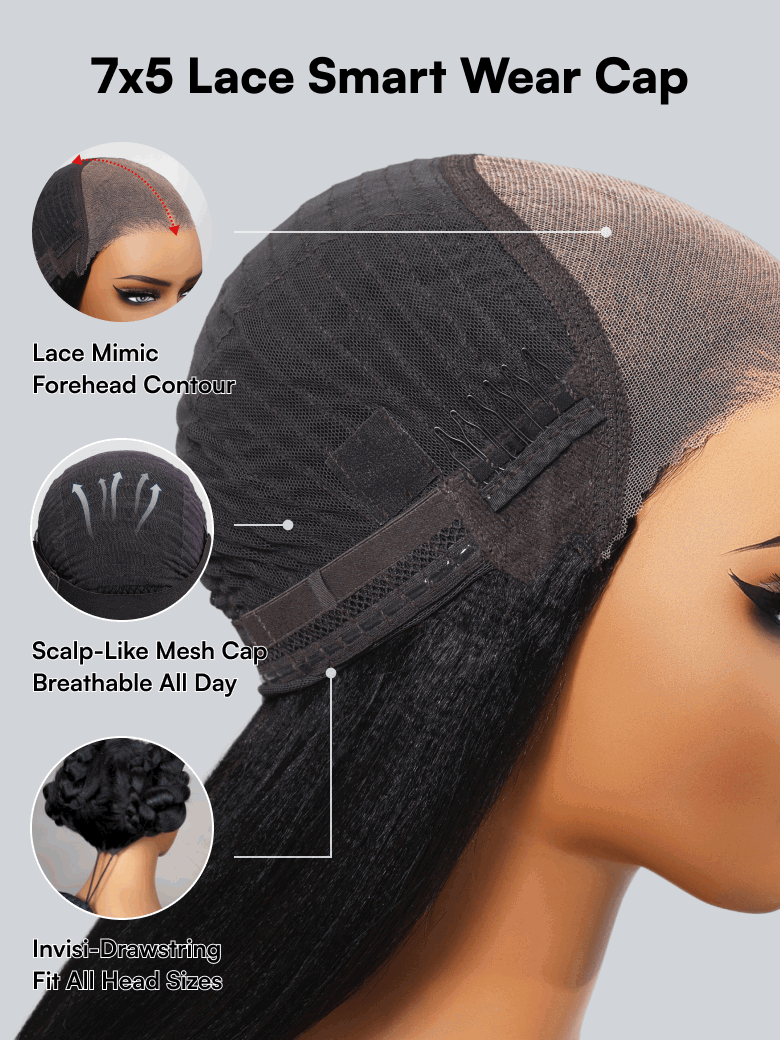 Beautyforever 7x5 Bye Bye Knots Reddish Brown Auburn Afro Kinky Curly Wigs Put on and Go Glueless Lace Human Hair Wig