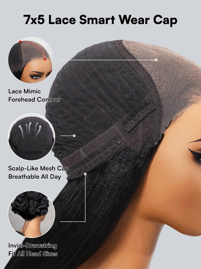 Beautyforever 7x5 Bye Bye Knots Reddish Brown Auburn Afro Kinky Curly Wigs Put on and Go Glueless Lace Human Hair Wig