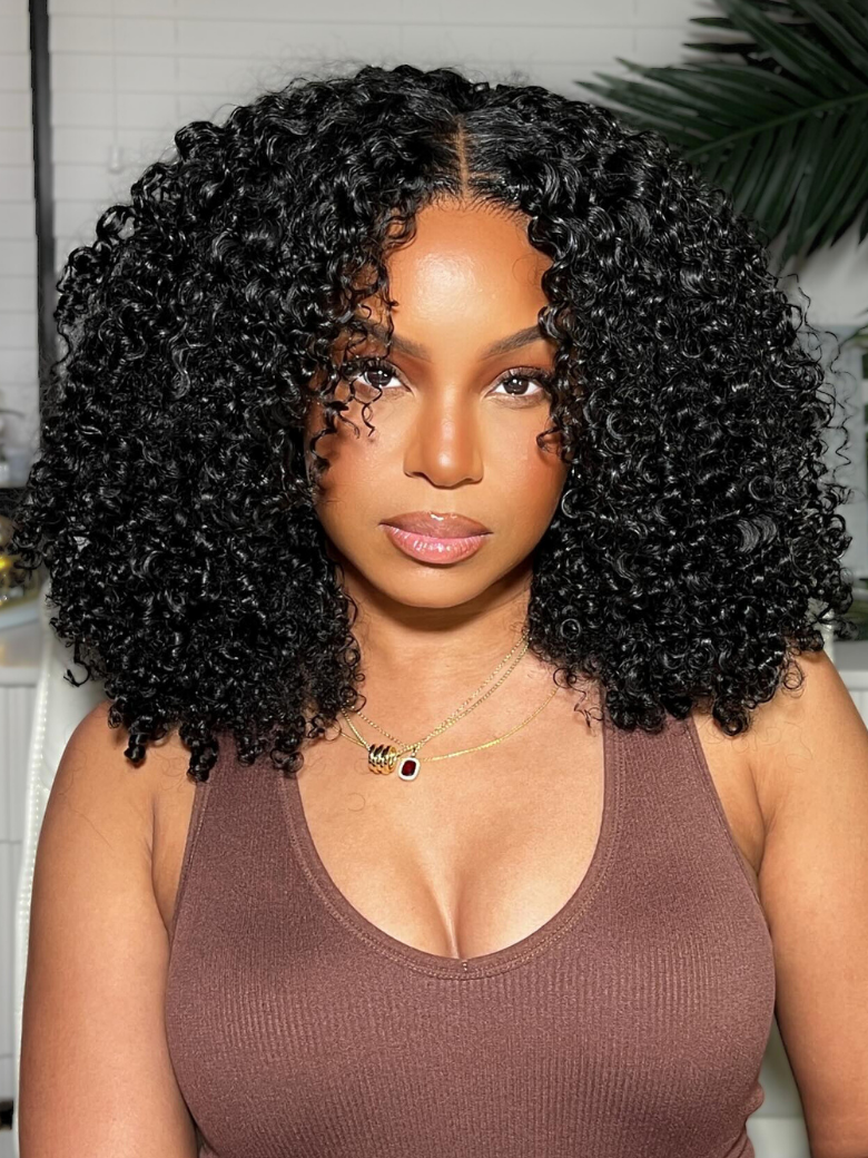 Beautyforever EasiContour V Part Kinky Curly Glueless Protective Style Human
