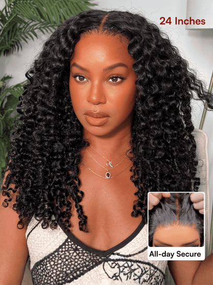 Beautyforever Burmese Curly With Finger Coils Ends Thick Curls  Wig 7x5 Bye Bye Knots Lace Closure Human Hair Wig
