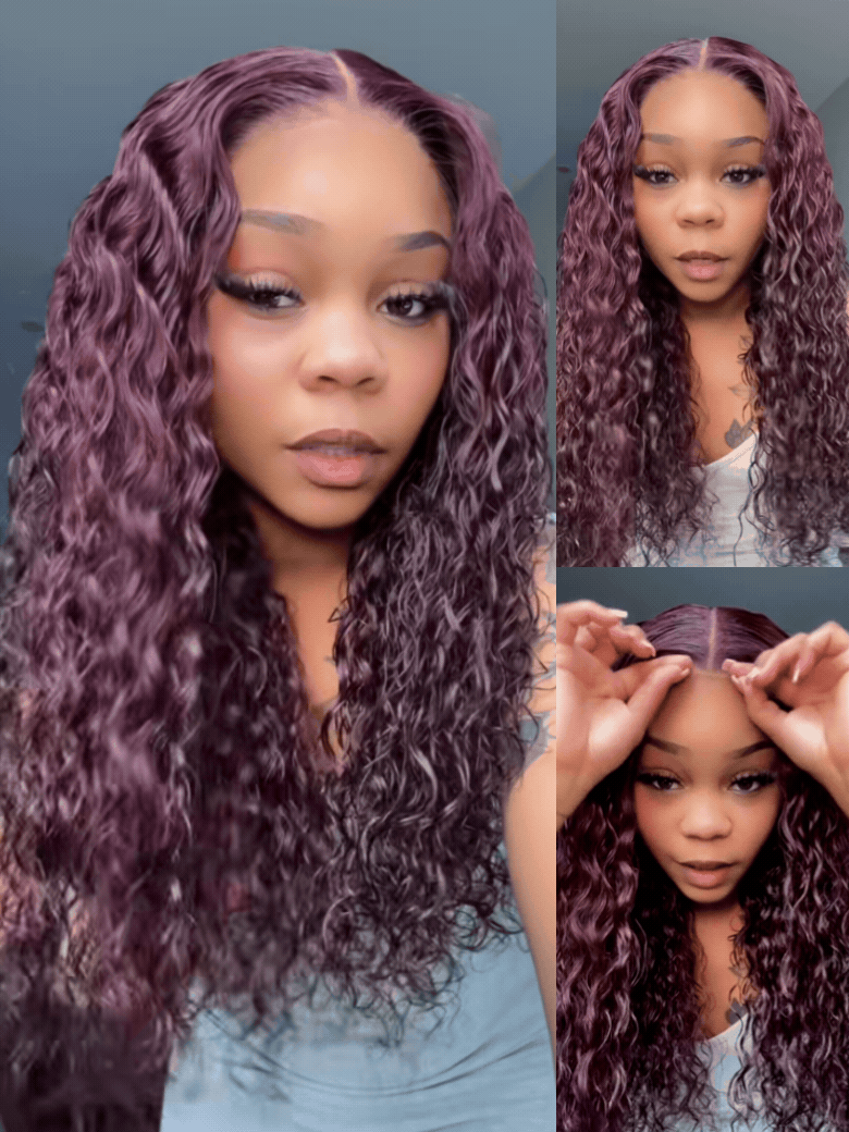 Beautyforever 13x4 Pre-Everything Lace Frontal Black Cherry Water Wave Wig
