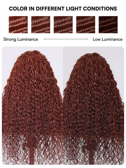 Beautyforever @KIE Reddish Brown Auburn Water Wave Wig 7x5 Bye Bye Knots Glueless Lace Closure Human Hair Wig