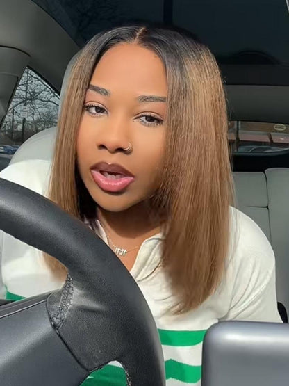 Beautyforever Black to Chestnut Brown Color Yaki Straight Bob Wig