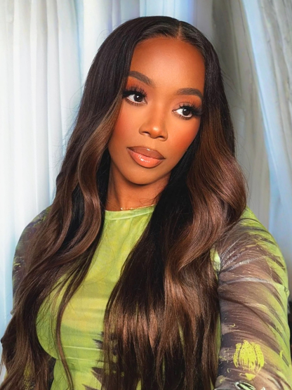 Beautyforever Chestnut Brown Ombre Yaki Straight Wig 7x5 Bye Bye
