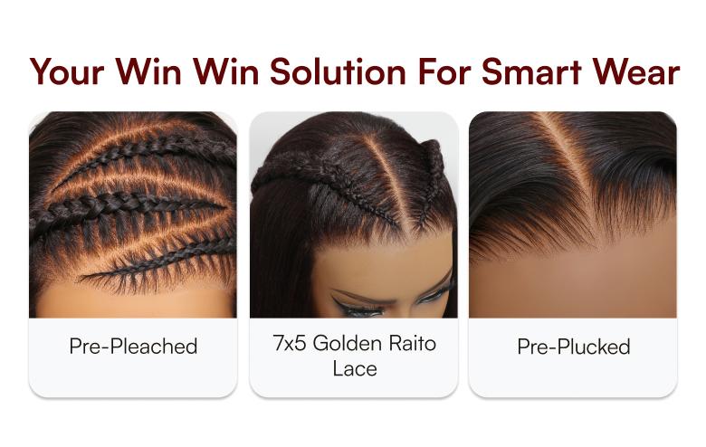 Beautyforever 7x5 Bye Bye Knots Reddish Brown Auburn Afro Kinky Curly Wigs Put on and Go Glueless Lace Human Hair Wig