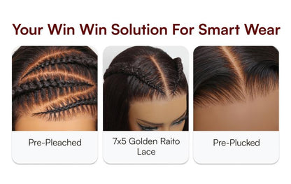 Beautyforever 7x5 Bye Bye Knots Reddish Brown Auburn Afro Kinky Curly Wigs Put on and Go Glueless Lace Human Hair Wig