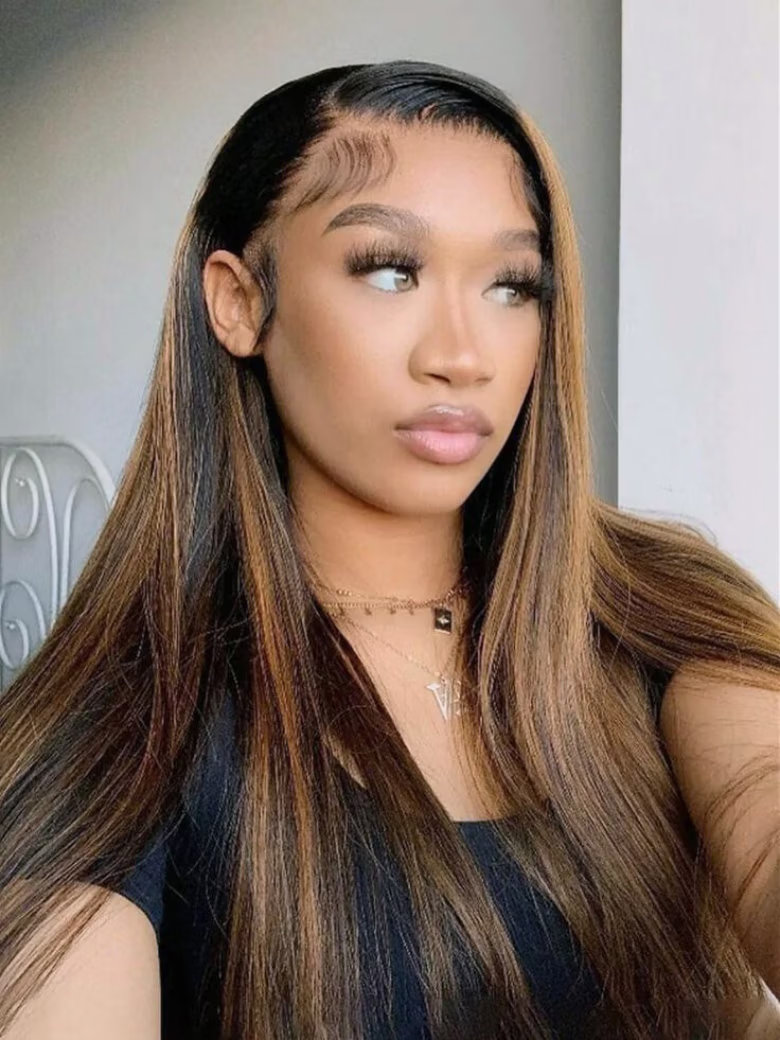 Beautyforever Balayage Brown Highlights Yaki Straight Wig 13x4 Pre-Everything Lace