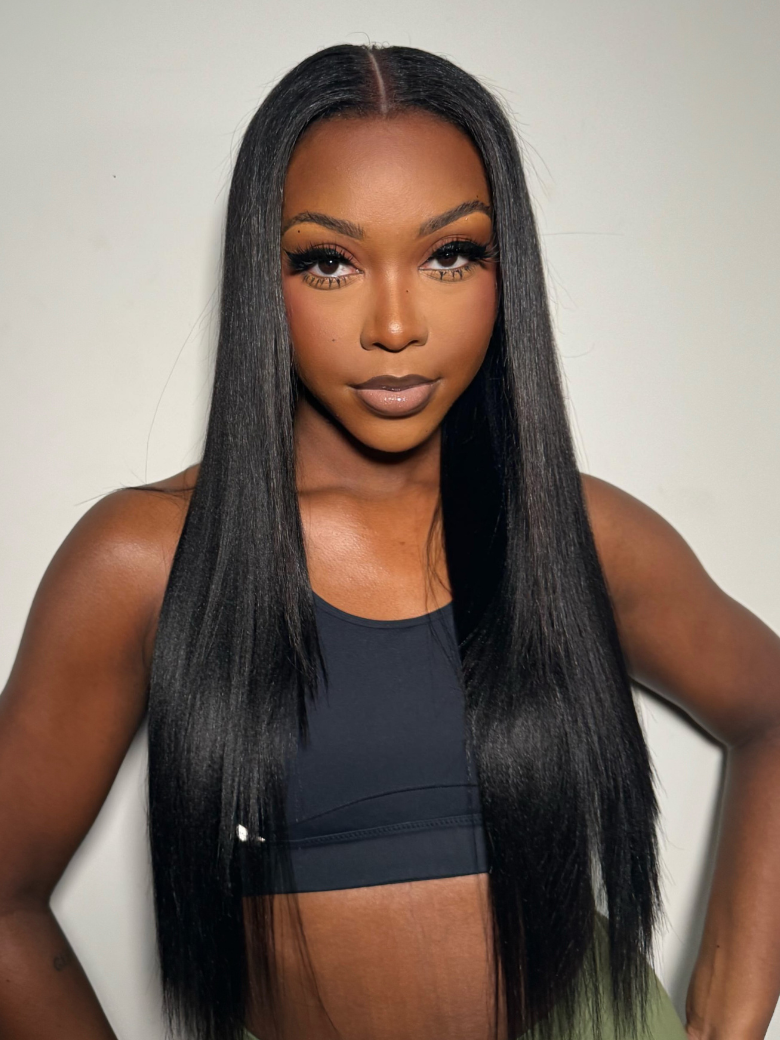Beautyforever EasiContour V Part Yaki Straight Wig Real Scalp Put
