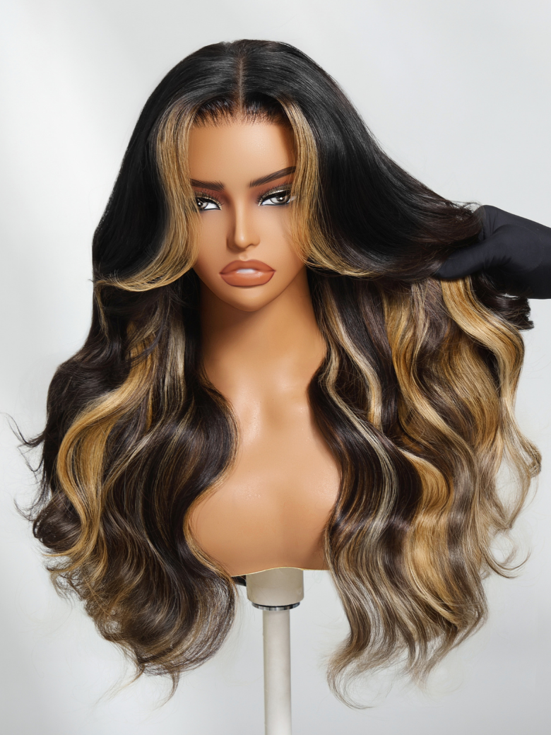 Brown Wig With Highlight Face Framing