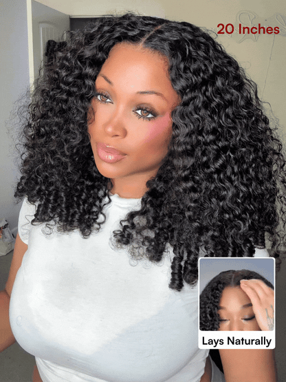 Beautyforever Burmese Curly With Finger Coils Ends Thick Curls  Wig 7x5 Bye Bye Knots Lace Closure Human Hair Wig