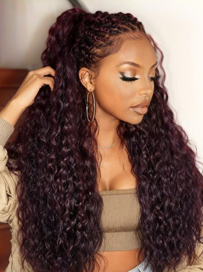 Beautyforever 13x4 Pre-Everything Lace Frontal Purple Black Cherry Water Wave