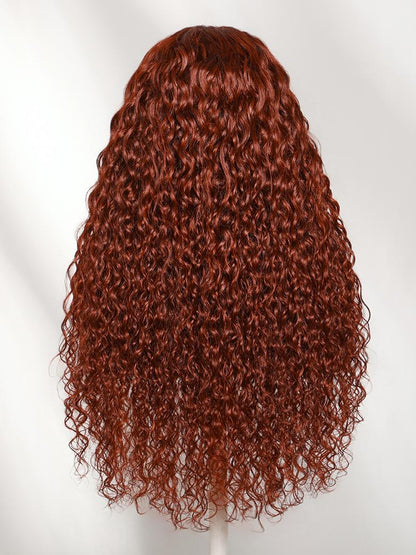 Beautyforever @KIE Reddish Brown Auburn Water Wave Wig 7x5 Bye Bye Knots Glueless Lace Closure Human Hair Wig