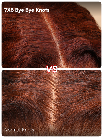 Beautyforever @KIE Reddish Brown Auburn Water Wave Wig 7x5 Bye Bye Knots Glueless Lace Closure Human Hair Wig