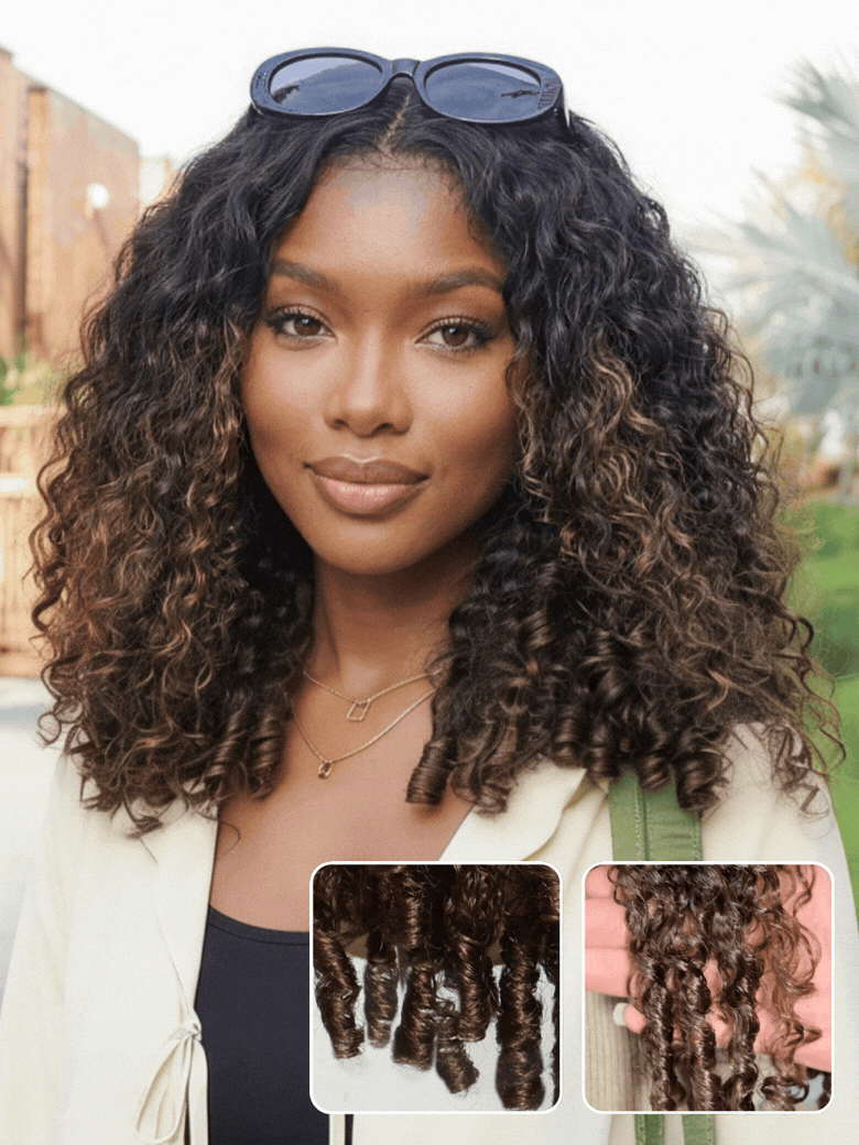 Beautyforever Ombre Chestnut Brown Burmese Curly with Full Finger Coil