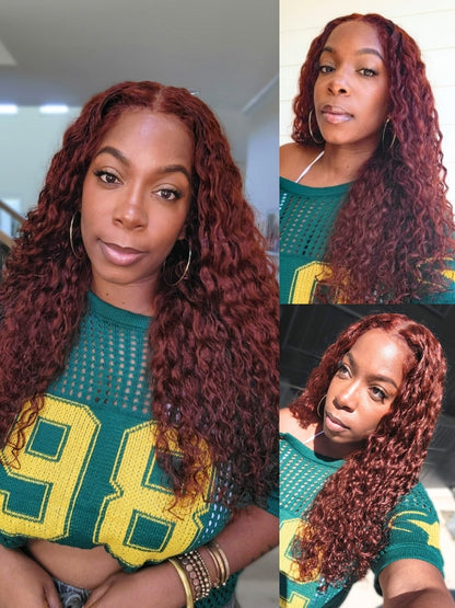 Beautyforever @KIE Reddish Brown Auburn Water Wave Wig 7x5 Bye Bye Knots Glueless Lace Closure Human Hair Wig